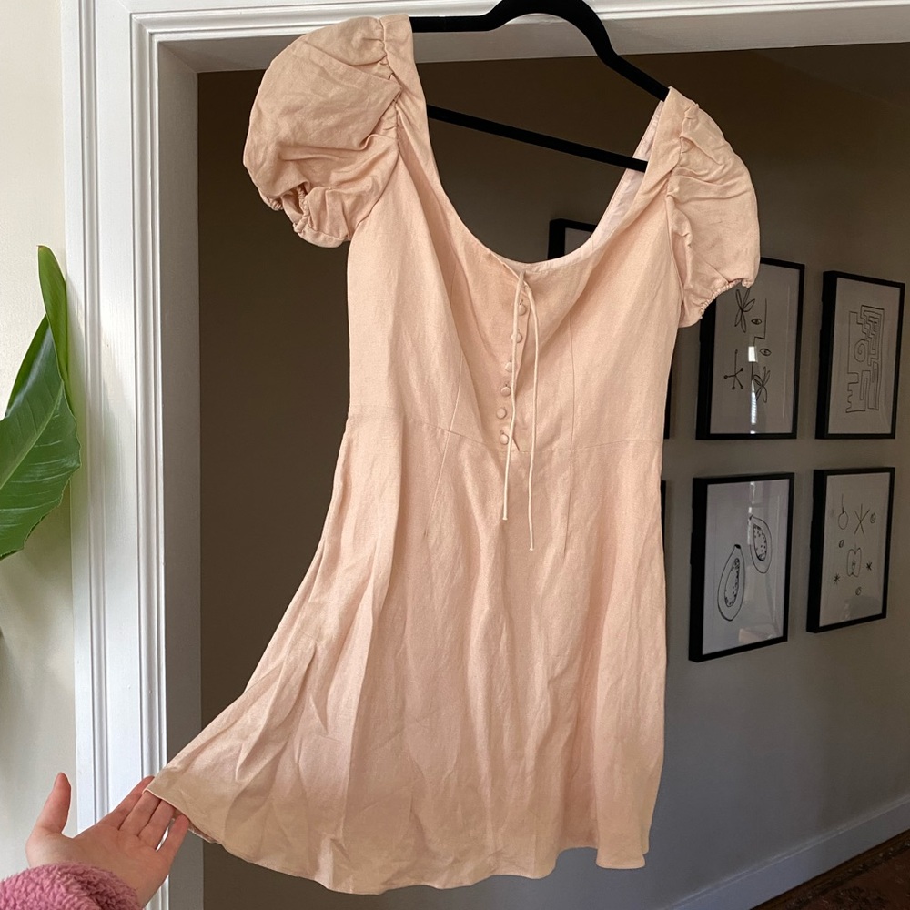 LPA Linen Mini Peasant Dress sz S